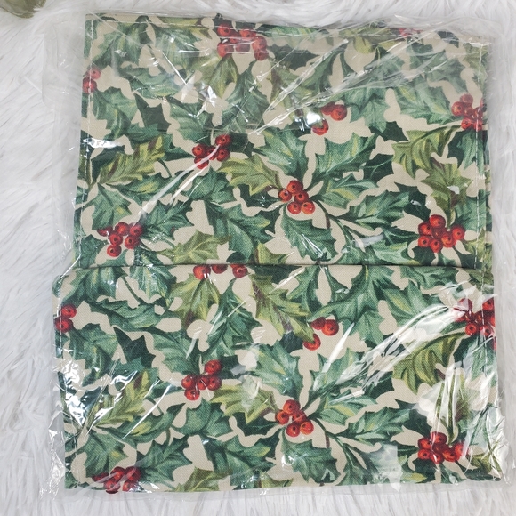 Longaberger Holly Canvas Embroidered Tote Bag w/sequin Berries - Picture 3 of 5